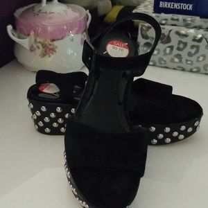 Brian Atwood black sueded material sandals